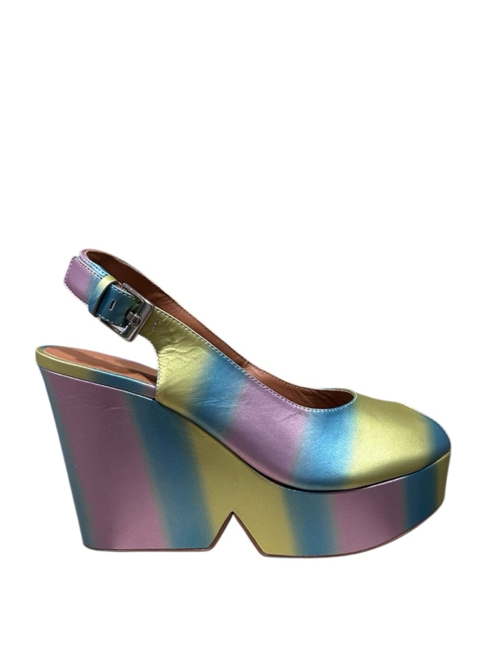 Robert Clergerie Pastel Rainbow Dylan Platform Slingback Wedge